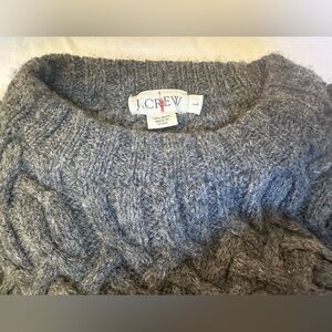 J. Crew Crewneck Gray 100% Wool Chunky Cable Knit Sweater Size L